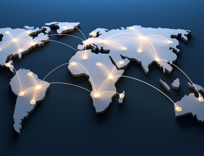 Global map illustrating international business expansion across Europe, Asia-Pacific, the UAE, USA, Canada, Mexico and Chile through Employer of Record (EOR), global payroll, immigration and entity setup services.